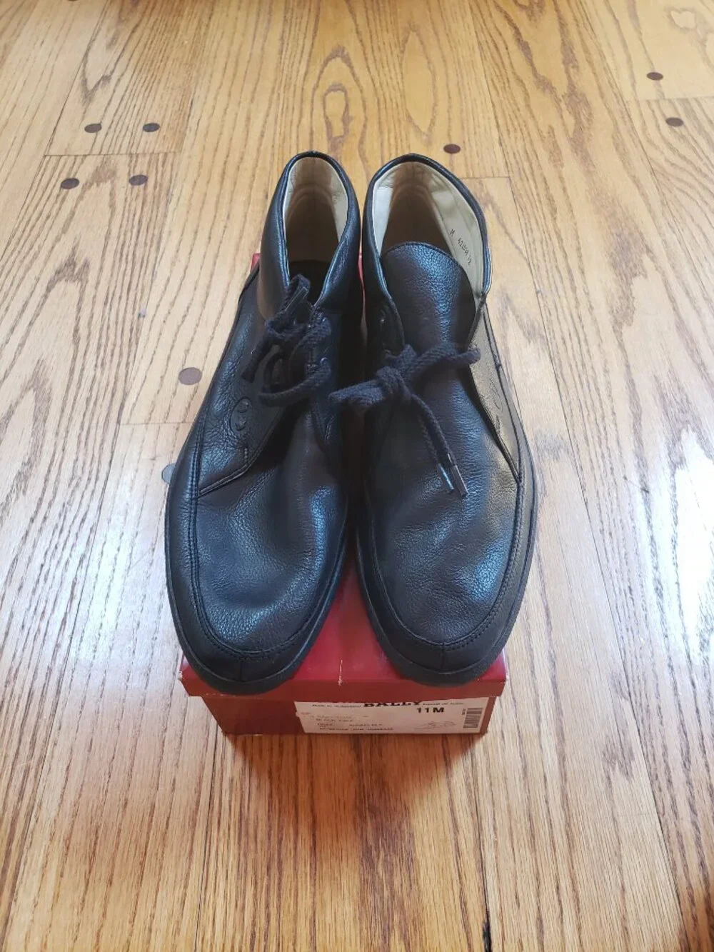 Bally Chukka Boots 11M Black Soft Calfskin Leather Laden/CF NOS